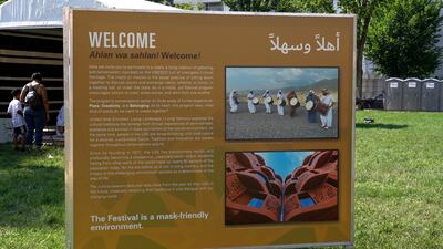 The welcome sign at the festival.