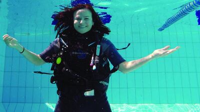 Amanda Tomlinson at the Pavilion Dive Center at Jumeirah Beach Hotel. Christopher Pike / The National