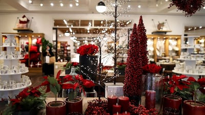 Red wreaths, trees and candles for sale at a home furnishing store in Riyadh. Bloomberg