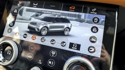 Driver aids include park assist, rear-view camera, blind-spot assist and lane-keep assist. Victor Besa / The National