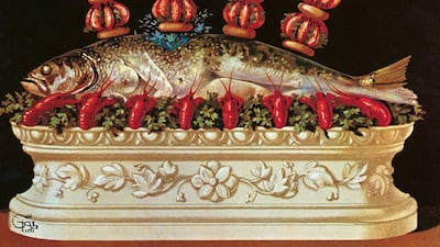 An image from Salvador Dali's cookbook of 136 recipes, originally published in 1973. The food will be the inspiration for a series of dinners at Inked in Dubai's Al Serkal Avenue. Courtesy Inked