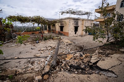 Debris of a damaged house that was hit by Israeli shelling in a village in south Lebanon. AP