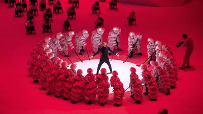 Performers at Lausanne Vaudoise Arena at the Opening Ceremony for the Winter Youth Olympic Games, Lausanne, Switzerland. AFP