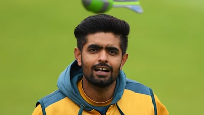 Pakistan T20 captain Babar Azam during training at Old Trafford on Thursday. Getty