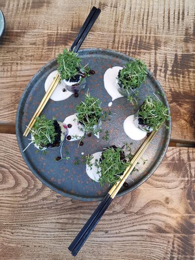 Rice paper rolls from vegan restaurant, Plant Power Food Copenhagen. Katy Gillett / The National