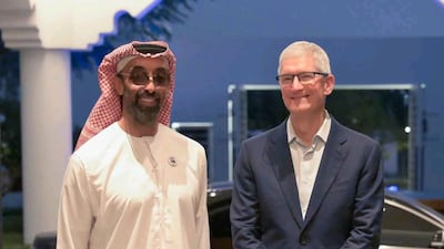Sheikh Tahnoon met Apple chief executive Tim Cook to discuss the future of services and products that contribute to enhancing well-being.