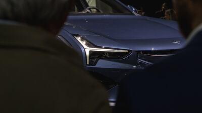 A Polestar 3 in a colour they're calling Thunder.