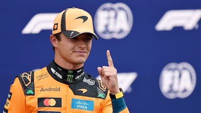 McLaren's Lando Norris celebrates after qualifying in pole position for the Dutch Grand Prix. Reuters
