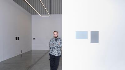 Stelios Kallinikou at Grey Noise, where his solo show Nebokeru is bring exhibited. Reem Mohammed / The National