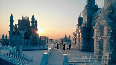 A view of some of the ice sculptures. AFP