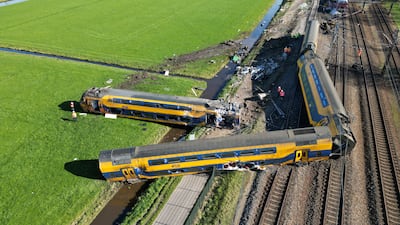 The night train derailed in Voorschoten, the Netherlands, after hitting a crane on the track. Reuters