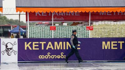 Myanmar authorities destroyed drugs worth more than $446 million at events across the country. EPA