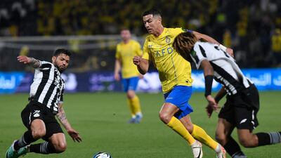 Cristiano Ronaldo's goal in the 5-2 win over Al Shabab took him to 50 goals in a calendar year for the eighth time in his career. AFP