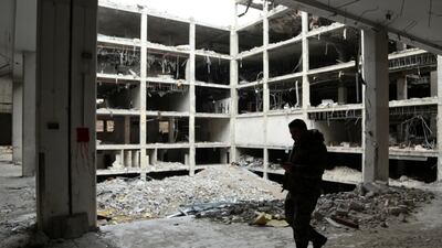 A view of damages to the Al-Shahba Mall building on the Aleppo Gaziantep highway in the northern countryside of Aleppo, Syria. EPA