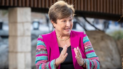 Economic activity is slowing in the US and the euro area amid high interest rates, the IMF's managing director Kristalina Georgieva said. Antonie Robertson/The National