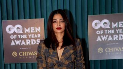Radhika Apte wears drop-crotch Vivienne Westwood on the red carpet of 10th edition of the GQ Men of the Year Awards on September 28, 2018 at hotel JW Marriott Juhu in Mumbai, India. Getty Images