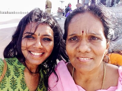 The writer with her mum in Kanyakumari on India's southernmost tip. Jennifer Gnana / The National