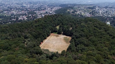 An amateur football match under way inside the crater of an inactive volcano in Mexico City. EPA