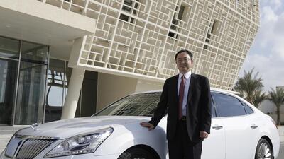 The former South Korean ambassador to the UAE, Kwon Hae-ryong, with his Hyundai Centennial, which he used for official diplomatic business. He also has a Hyundai i30 for personal driving. Jeffrey E Biteng / The National