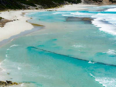 Tidal waves flow in and out on West Beach in Esperance. Photo: Getty