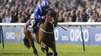 Paul Hanagan riding Taghrooda win The Tweenhills Pretty Polly Stakes at Newmarket racecourse on May 04, 2014 in Newmarket, England. Alan Crowhurst/Getty Images