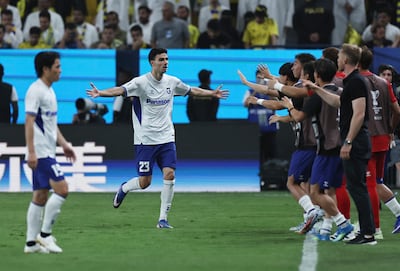 Gamba Osaka's Deniz Hummet celebrates scoring against Al Nassr. Reuters