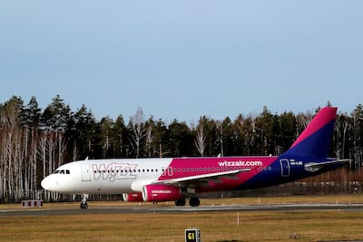 Wizz Air Airbus A320-232 plane. Wizz Air has also suspended flights to and from Tel Aviv and Beruit. EPA-EFE/TOMS KALNINS