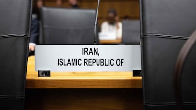 The empty chair of Iran’s ambassador at the IAEA in Vienna. AFP