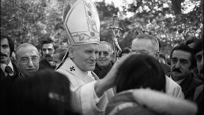 Pope John Paul II at the Shrine of Meryem Ana in Ephesus, Turkey, in November 1979. Getty Images