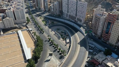 Deserted streets in Makkah as Saudi Arabia imposes strict measures to control the spread of coronavirus infections. AFP