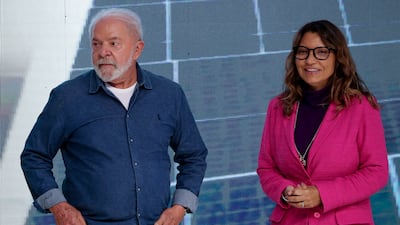 Brazilian President Luiz Inacio Lula da Silva with the first lady, Rosangela da Silva, at the inauguration of the Neoenergia Renewable Complex in Santa Luzia. EPA