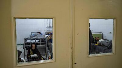 Patients are treated for burns at a hospital in Kurdish-controlled Hasakeh, Syria, after a fire tore through a wedding party at Al Hol displacement camp. Four children and a woman died. AFP
