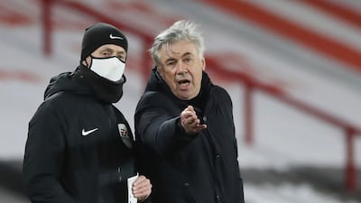 Everton's manager Carlo Ancelotti, right, during their Premier League victory over Sheffield United at Bramall Lane on December 26. AP