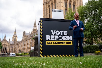 Reform leader Nigel Farage in Westminster. PA