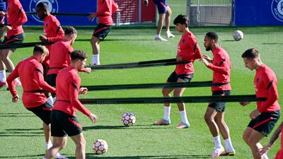 Atletico Madrid players at the club's training ground in Majadahonda. AFP