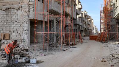 Rebuilding a neighbourhood in Derna hit by flooding that killed more than 4,500 people when two dams collapsed in heavy rain on September 10, 2023. AFP