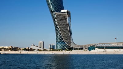 The 'leaning tower' Capital Gate building. Courtesy Hyatt Corporation
