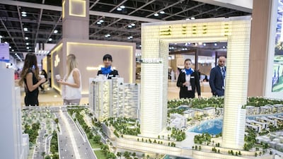 A scaled version of Meydan’s Dubai Water Canal project being showcased at Cityscape 2015. Reem Mohammed / The National