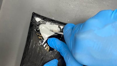 Customs officers at Dubai Airport found drugs hidden inside the lining of a passenger’s suitcase. Photo: Dubai Customs