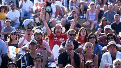LONDON, ENGLAND - JULY 12: Fans watch on from Henman Hill during Day eleven of The Championships - Wimbledon 2019 at All England Lawn Tennis and Croquet Club on July 12, 2019 in London, England. (Photo by Laurence Griffiths/Getty Images)