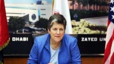 Janet Napolitano, the US secretary of homeland security, visits Zayed University.
