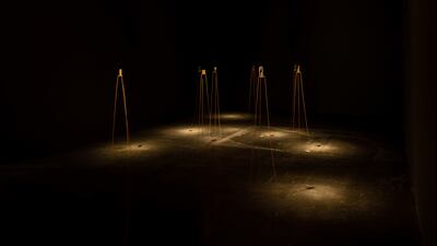 Makhacheva's 2020 work 'Seismic Jitters' features small, brass objects that recall niches and recesses from buildings around Lahore.