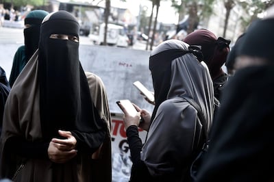 Muslim women during a protest in Copenhagen. Residents from Tingbjerg, a district on the outskirts of the Danish capital, face negative and lower expectations from their surroundings compared to students from a neighbouring area. AP