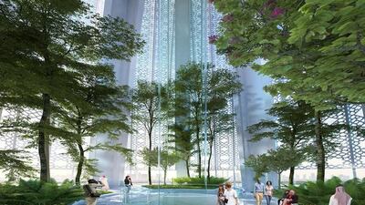 The tower will have a number of residential and commercial buildings set around a 4.5km creek boardwalk offering retail, dining and entertainment units. Courtesy Emaar