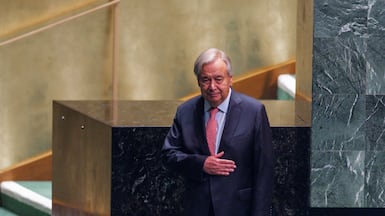 UN Secretary General Antonio Guterres after his speech in New York. EPA