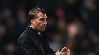 Liverpool manager Brendan Rodgers observes his side during their Premier League loss to Hull City on Tuesday. Laurence Griffiths / Getty Images / April 28, 2015