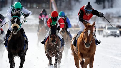 Riders and horses compete during the The Sheikh Zayed bin Sultan al Nahyan Cup - the first in a series of 12 races taking place around the world. Alexandra Wey/EPA