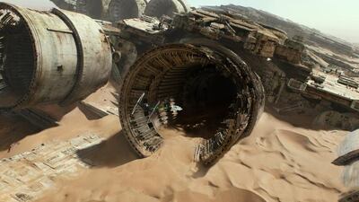 A scene from Star Wars: The Force Awakens, the highly anticipated film by JJ Abrams that hits theaters in December. Lucasfilm via AP