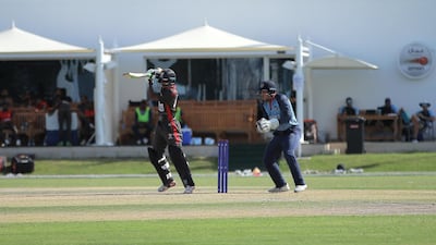 Jonathan Figy, left, has taken time off university to play for the UAE and averages 55 with the bat. Courtesy Oman Cricket