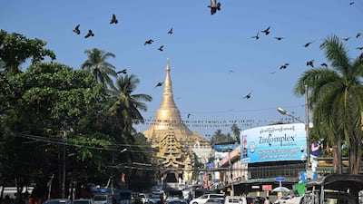 A view of Shwedagon Pagoda, a Buddhist religious landmark in Yangon, as Myanmar's military detained the country's de facto leader Aung San Suu Kyi and the country's president in a coup. AFP